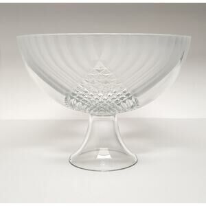 Tiara Trillium Clear Frosted Criss Cross Pressed Glass Footed 10.5" Bowl